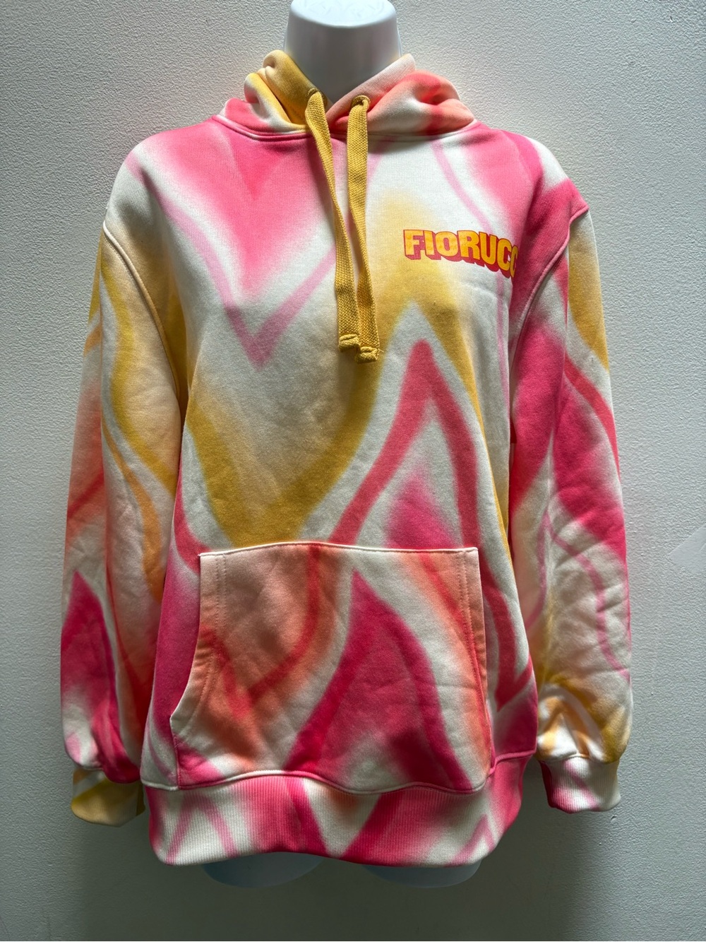 Fiorucci Pink, Yellow & White Tie-Dye Crewneck Hoodie